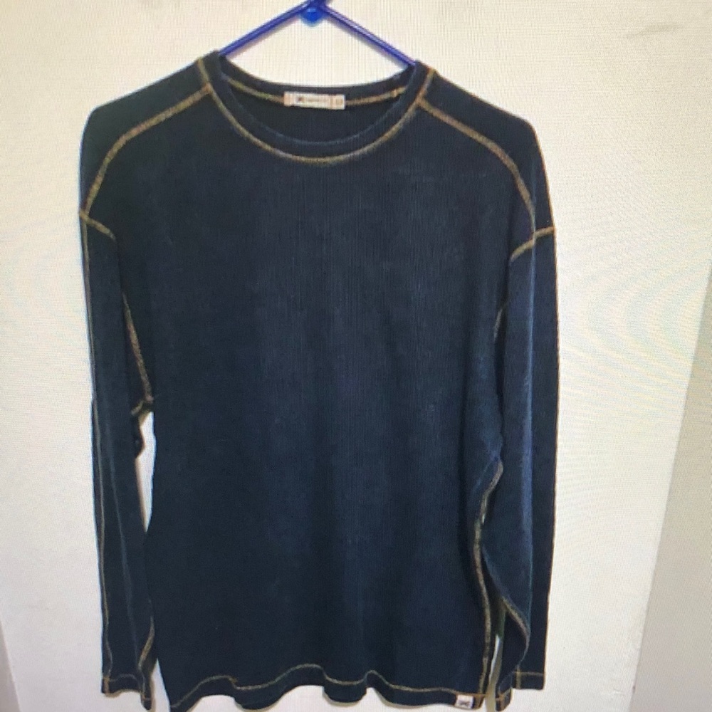 Black Long Sleeve Shirt with Contrast Stitching